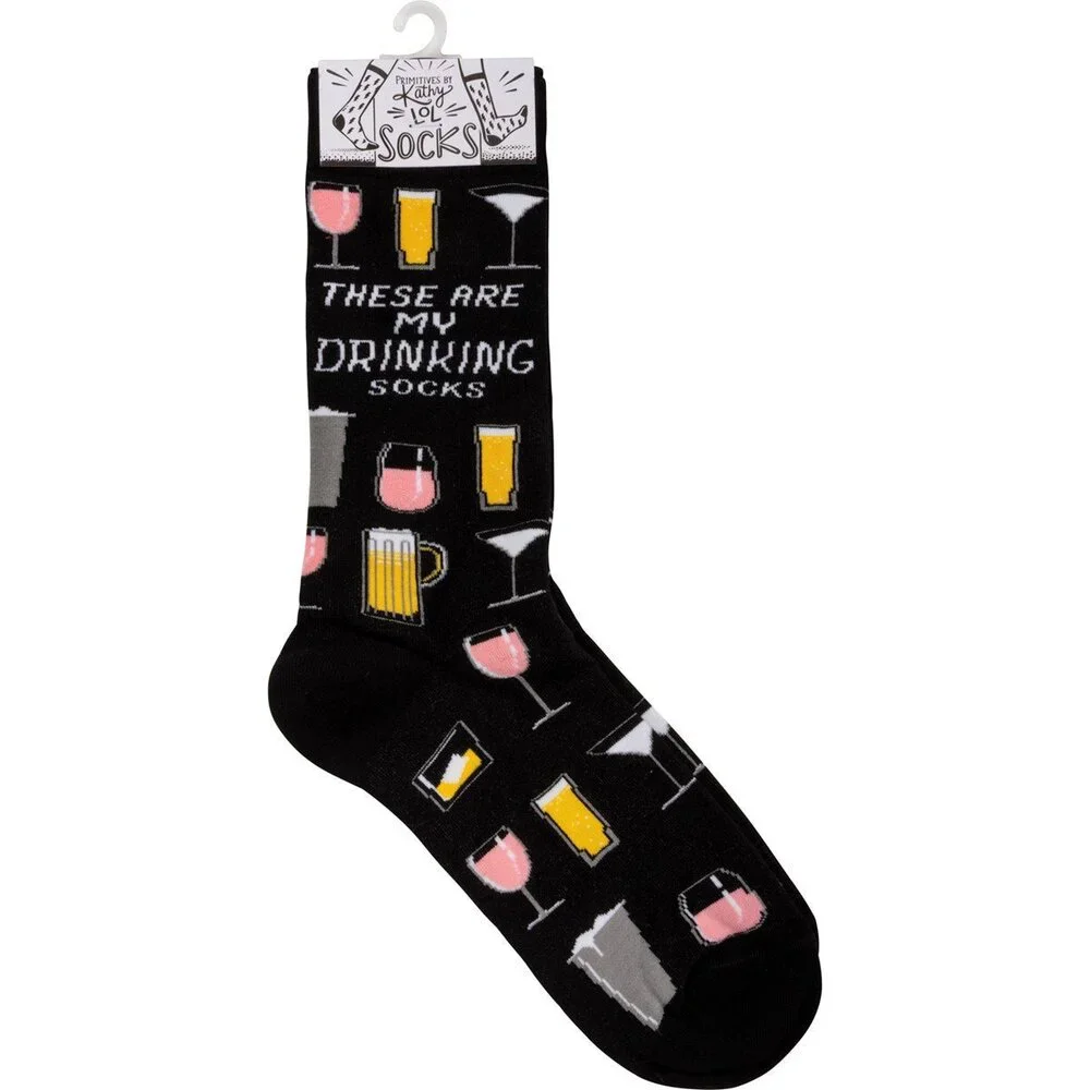 These Are My Drinking Socks | Unisex Beer and Cocktails Socks in Black